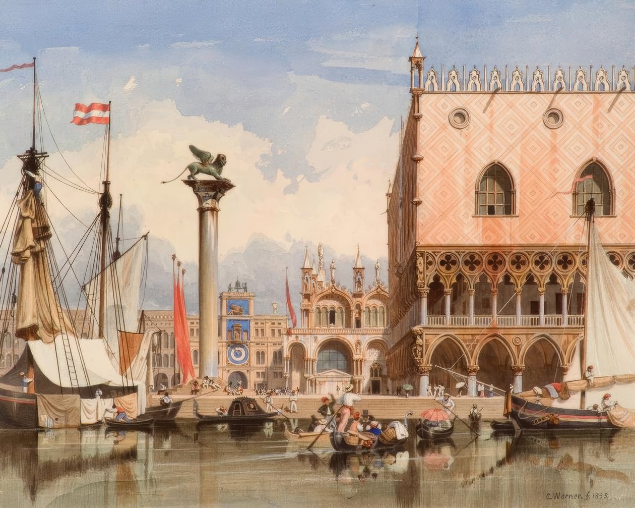 Venedig, Segelschiffe vor Dogenpalast von Carl Friedrich Heinrich Werner