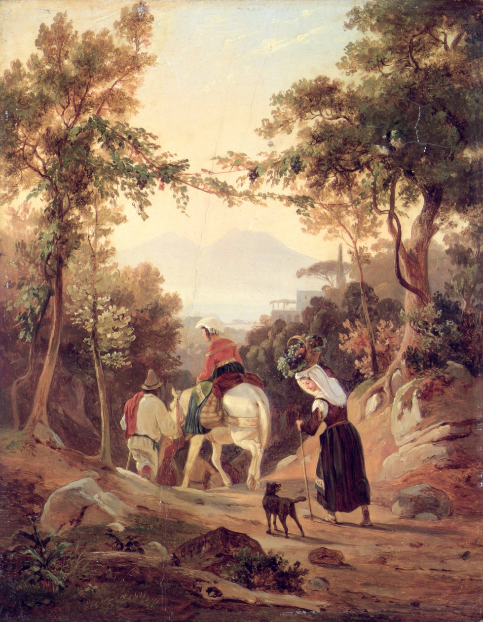 Italienische Landschaft mit Bauern, ca. 1845 von Carl Wilhelm Goetzloff