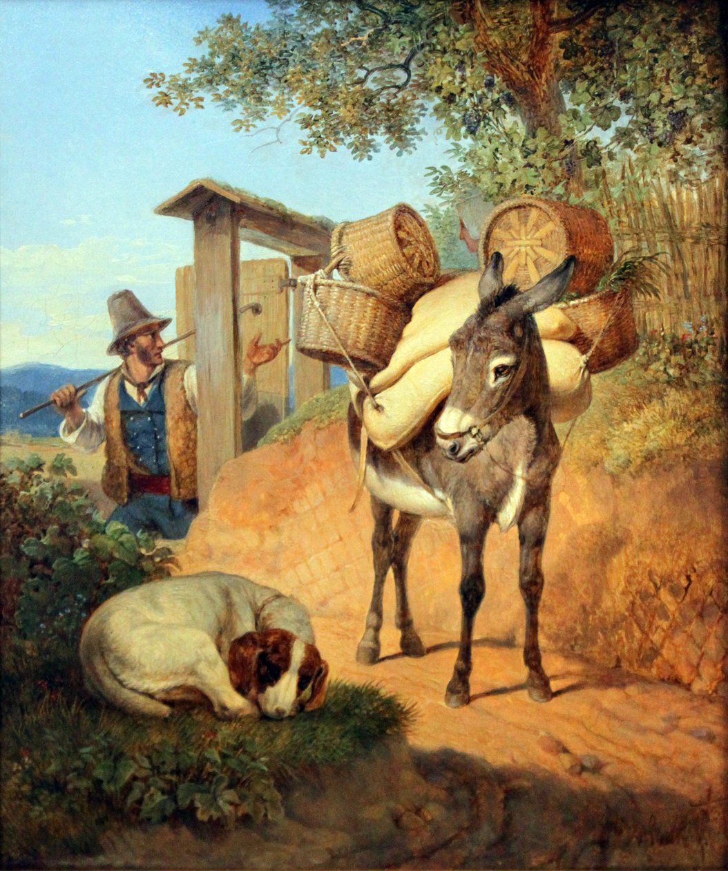 Esel, Hund und Fahrer von Carl Wilhelm von Heideck