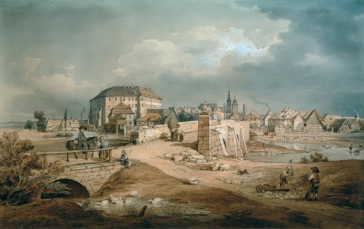 Die Aischbrücke zu Höchstadt von Carl August Lebschee