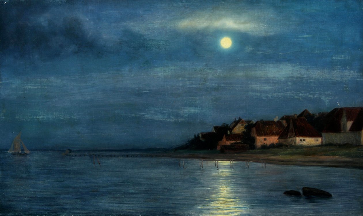 Måneskin. Hellebæk von Carl Bloch