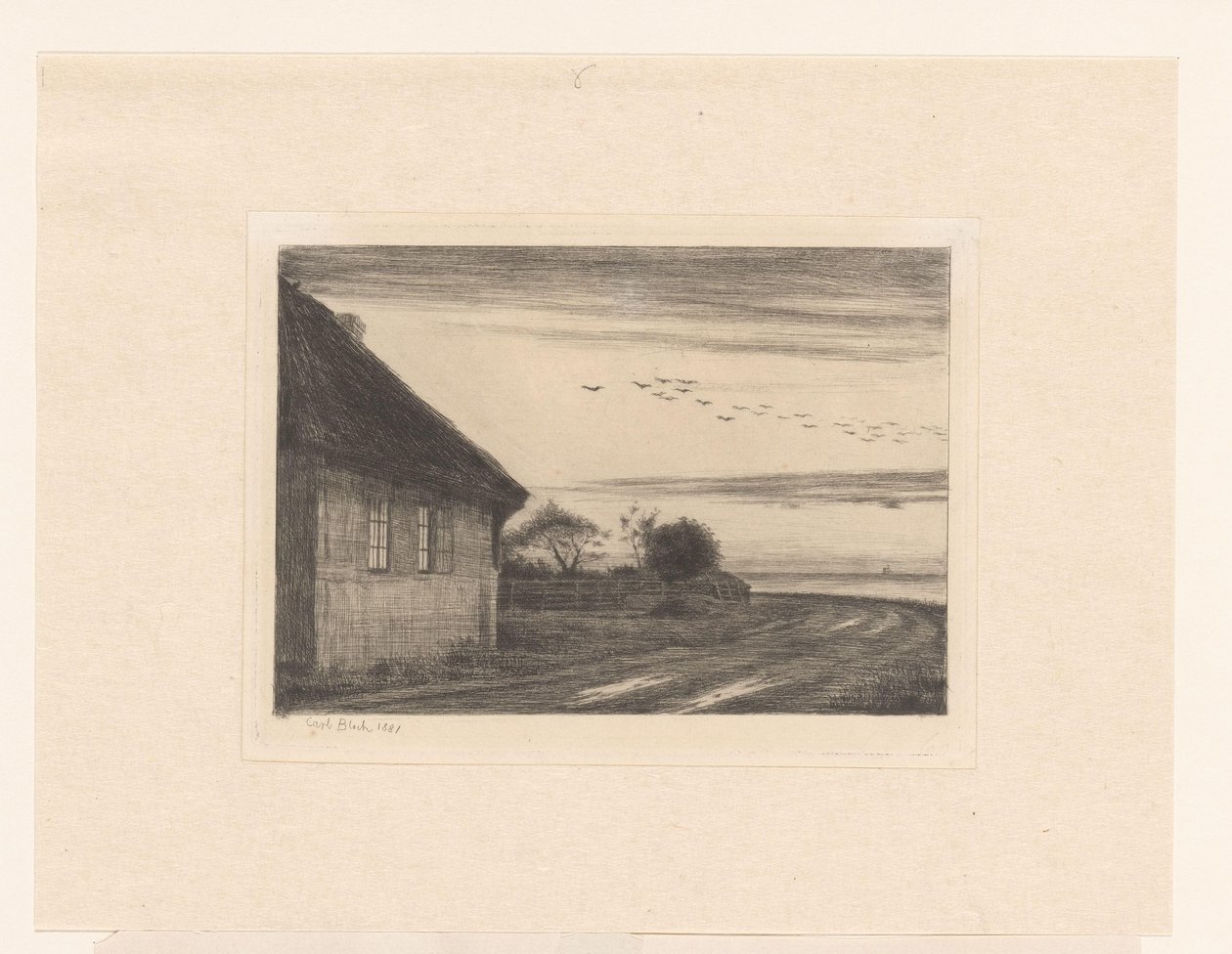 Haus an Landstraße am Wasser von Carl Bloch