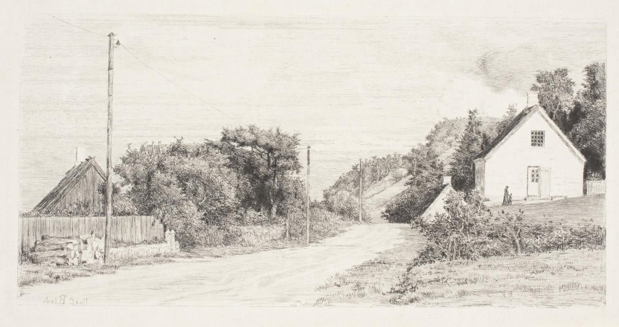 Landstraße zwischen den Häusern von Carl Bloch
