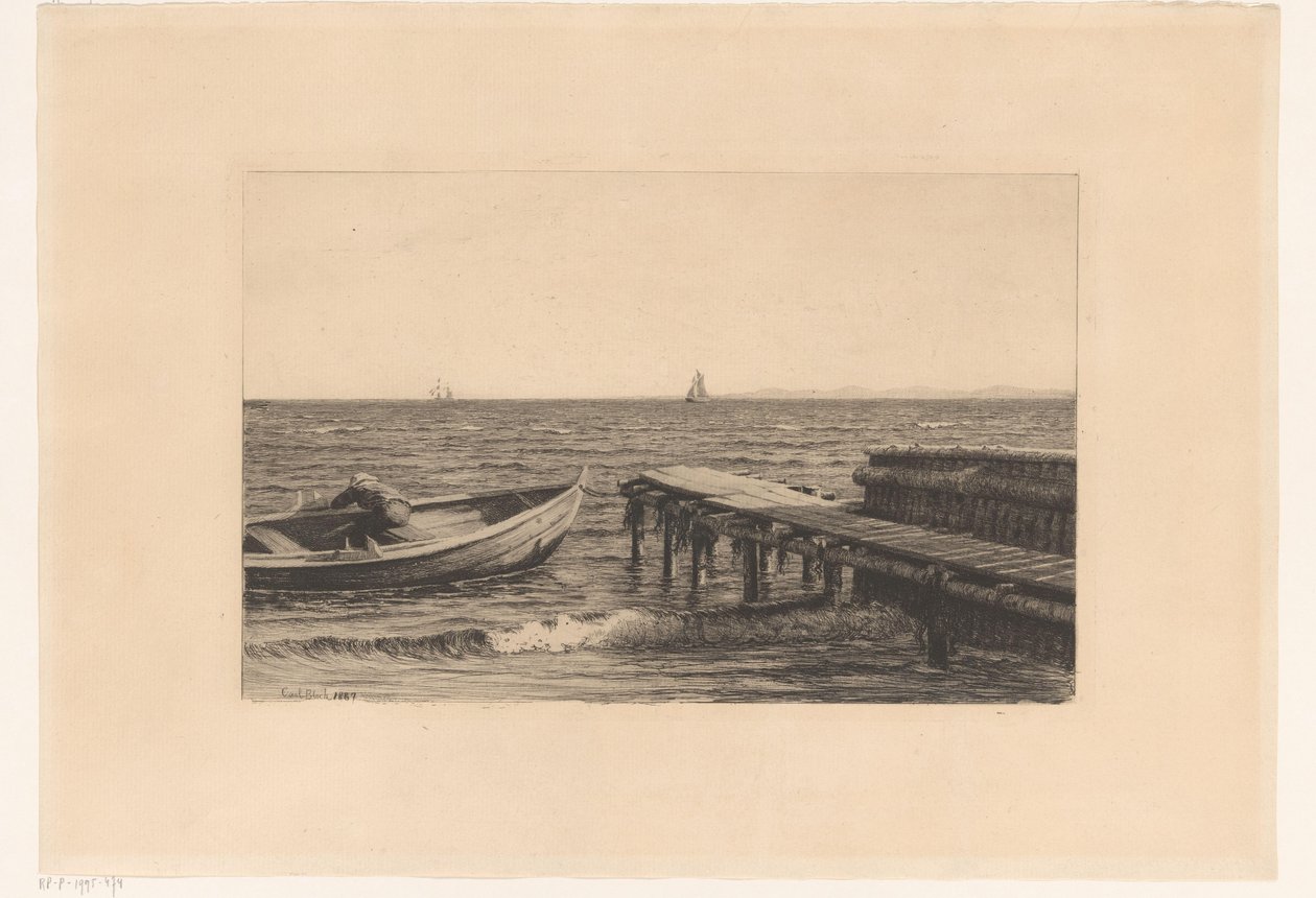 Ruderboot am Steg von Carl Bloch