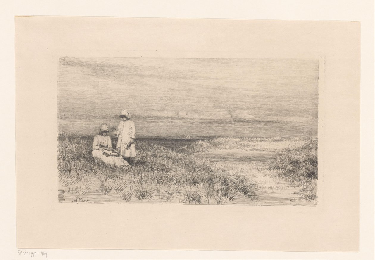Frau und Mädchen in den Dünen von Carl Bloch