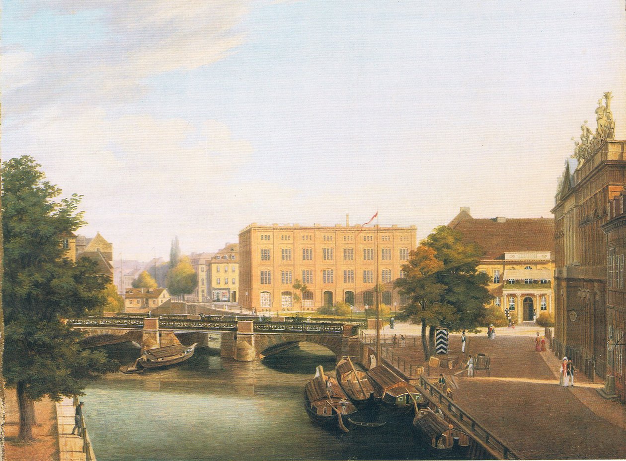 Königliche Bauschule mit Schlossbrücke in Berlin von Carl Daniel Freydanck