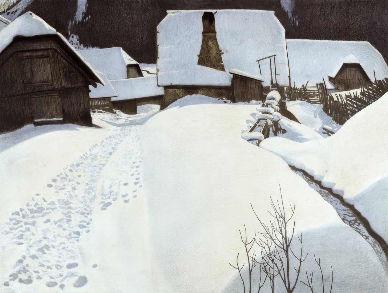 Bauernhaus im Winter von Carl Ederer