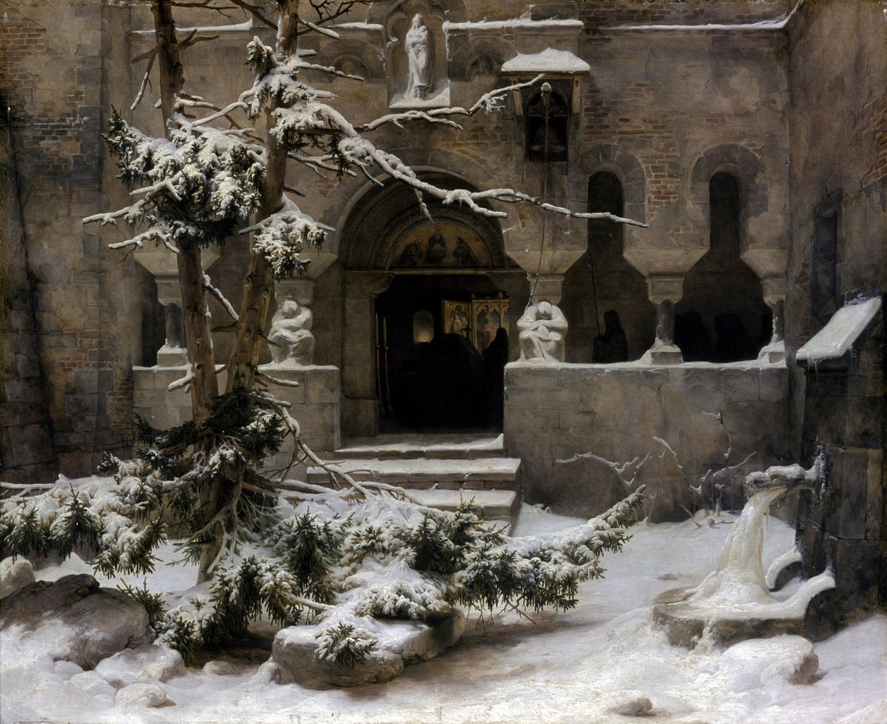 Klostergarten im Schnee von Carl Friedrich Lessing