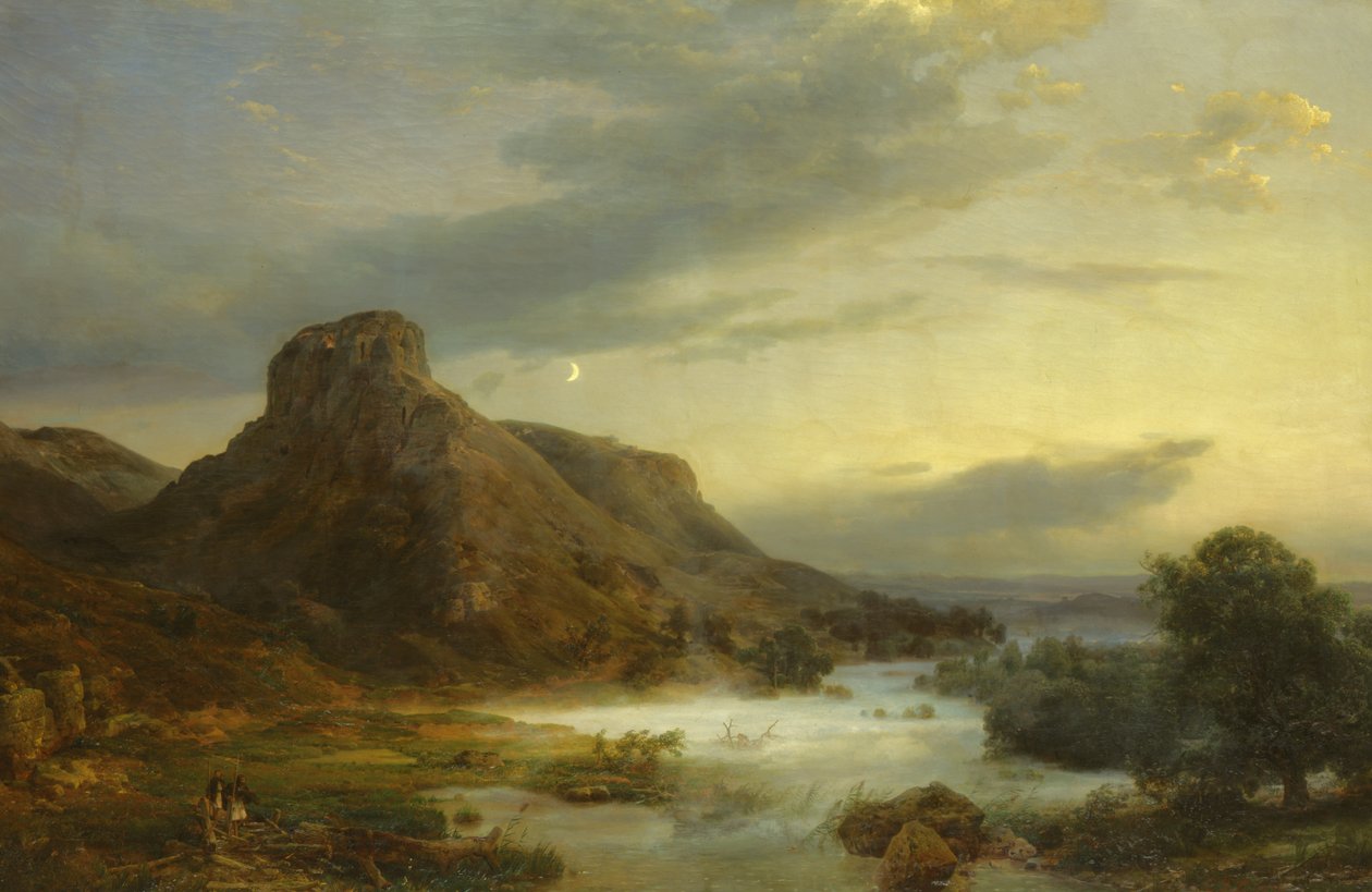 Berge im Abendnebel, 1856 von Carl Friedrich Lessing