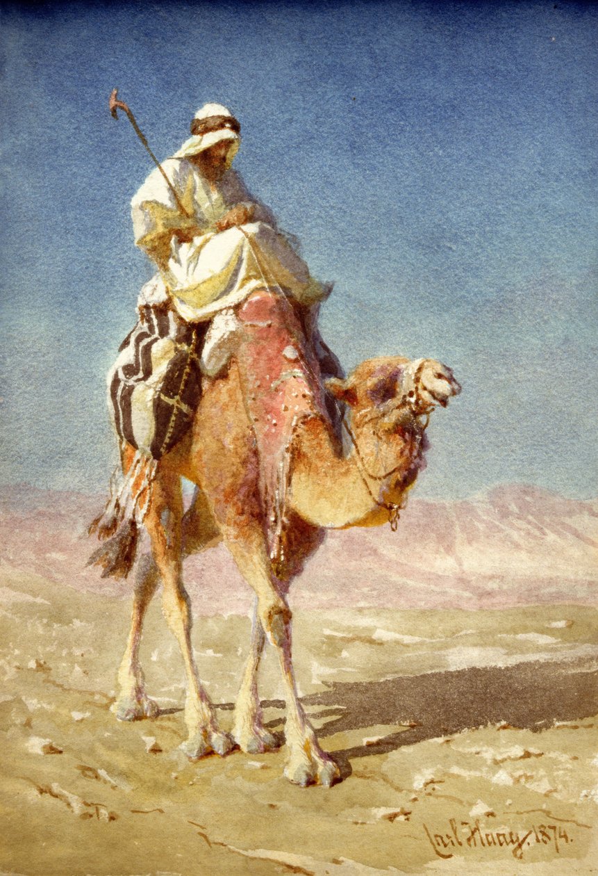 Ein Beduine auf einem Kamelrücken, 1874 von Carl Haag