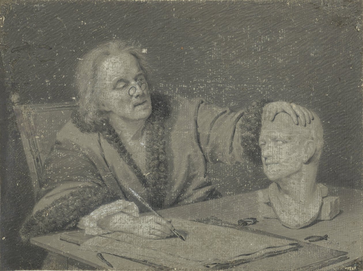 Zeichner, der einen Gipskopf skizziert von Carl Heinrich Mylius