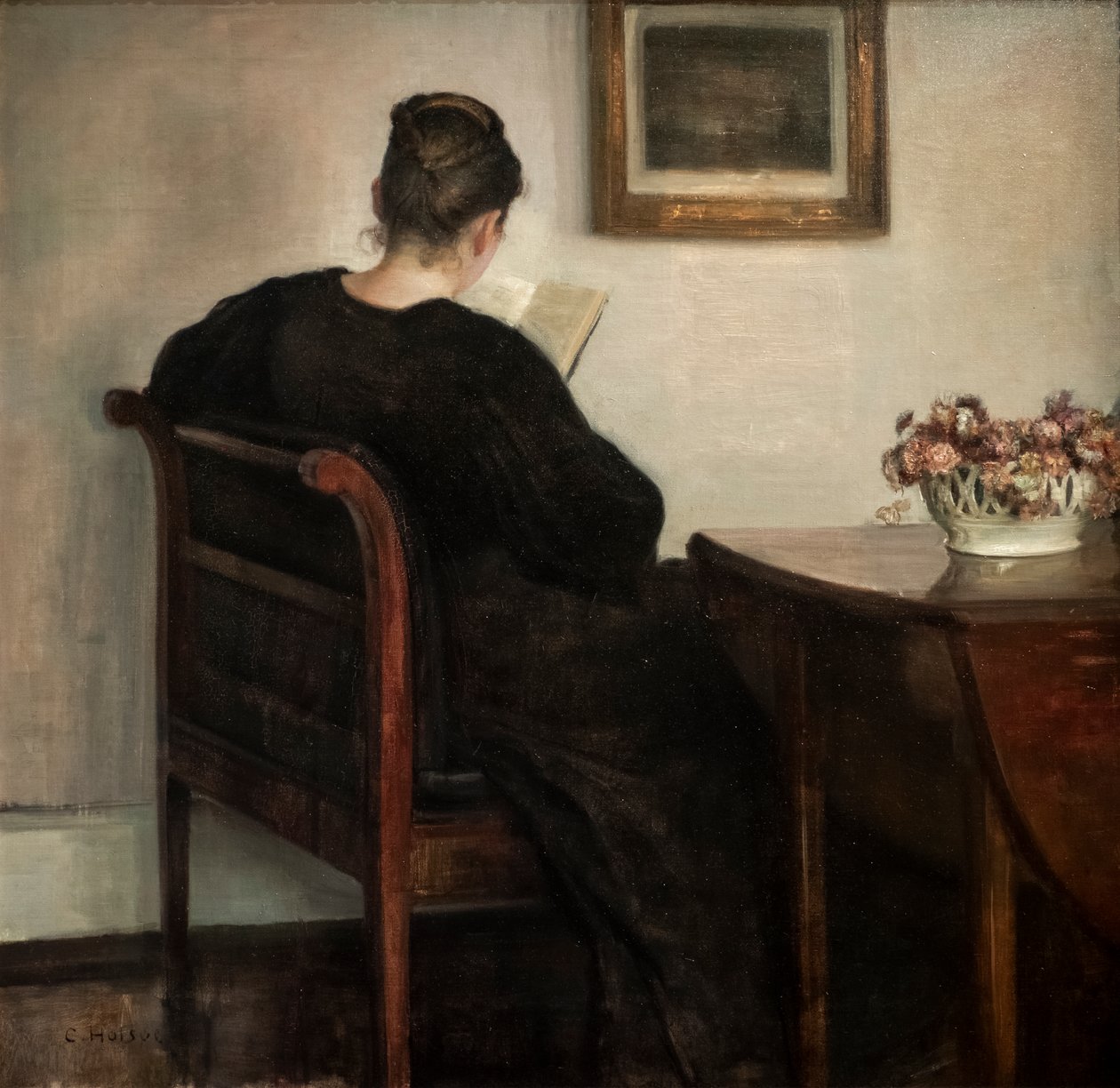 Innenraum, lesende Frau von Carl Holsoe