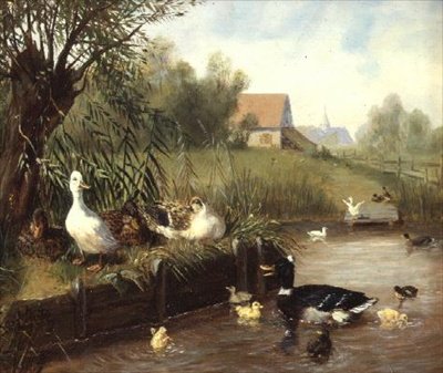 Enten am Flussufer von Carl Jutz