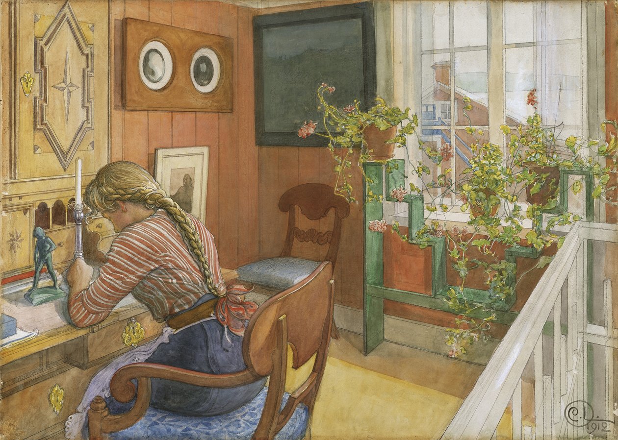 Briefeschreiben, 1912 von Carl Larsson