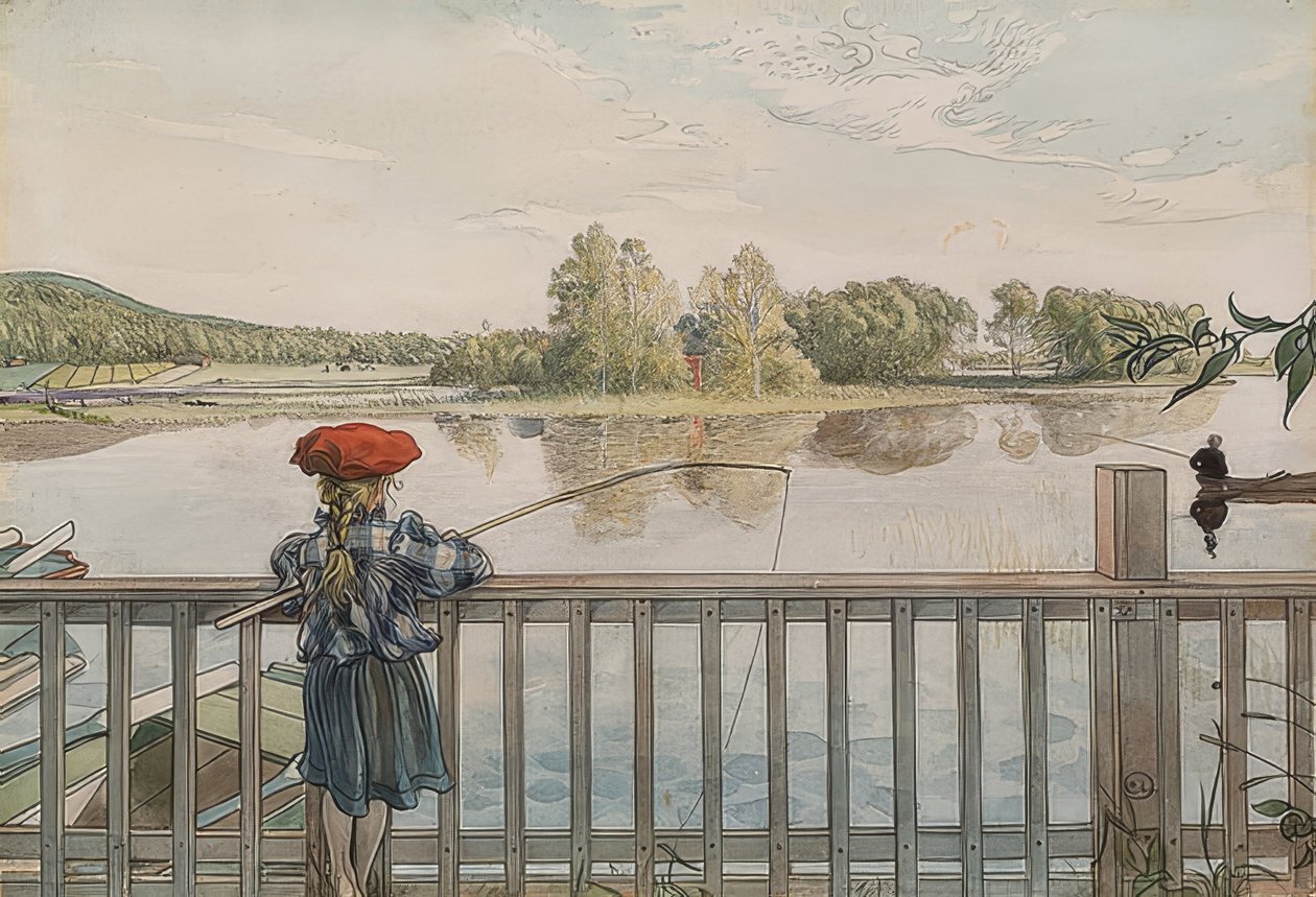 Lisbeth beim Angeln von Carl Larsson