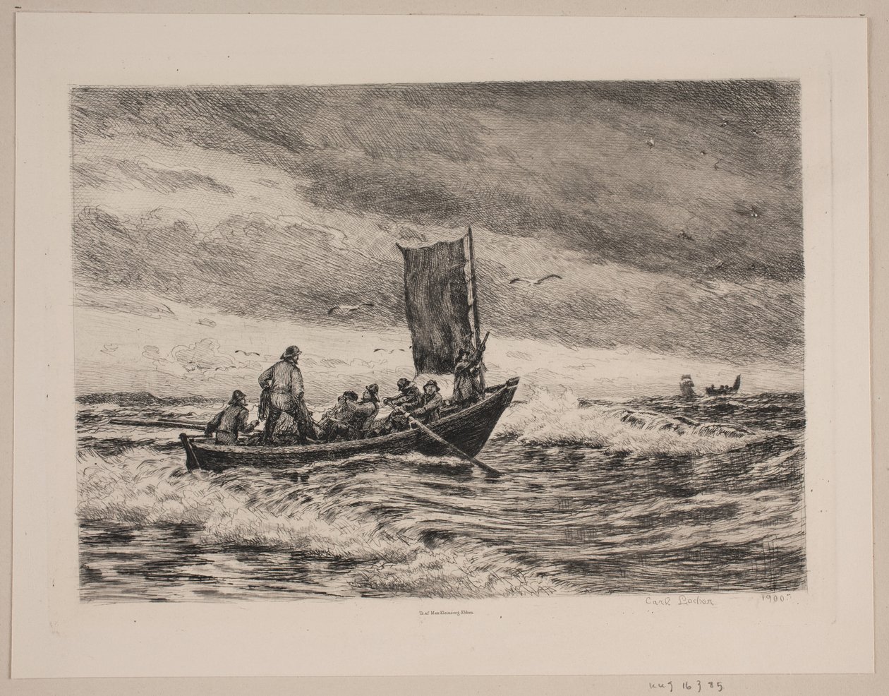 Fischerboot in der Brandung von Carl Locher