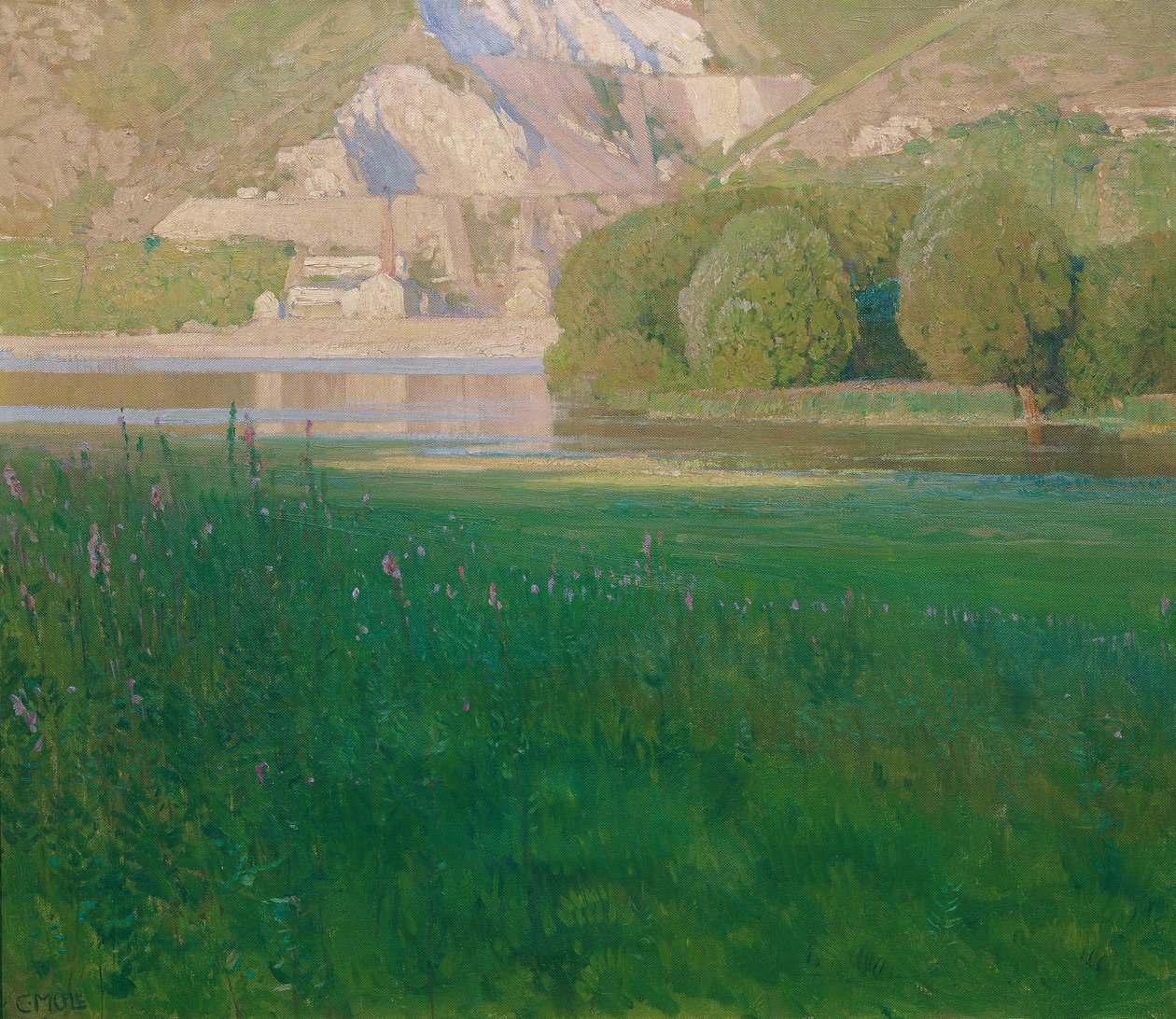 Abenddämmerung. Steinbruch an der Donau von Carl Moll