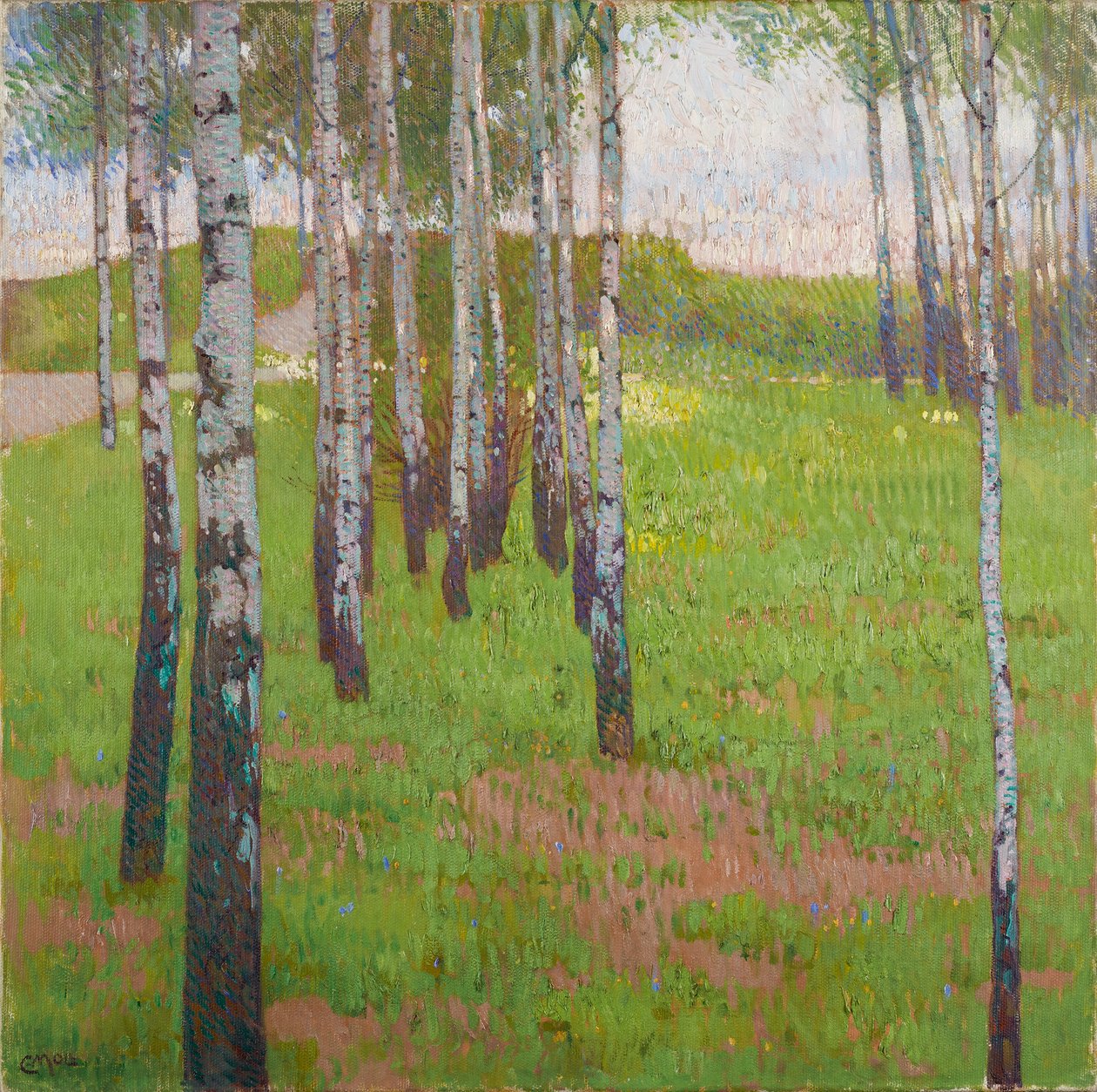 Birkenwäldchen im Abendlicht von Carl Moll