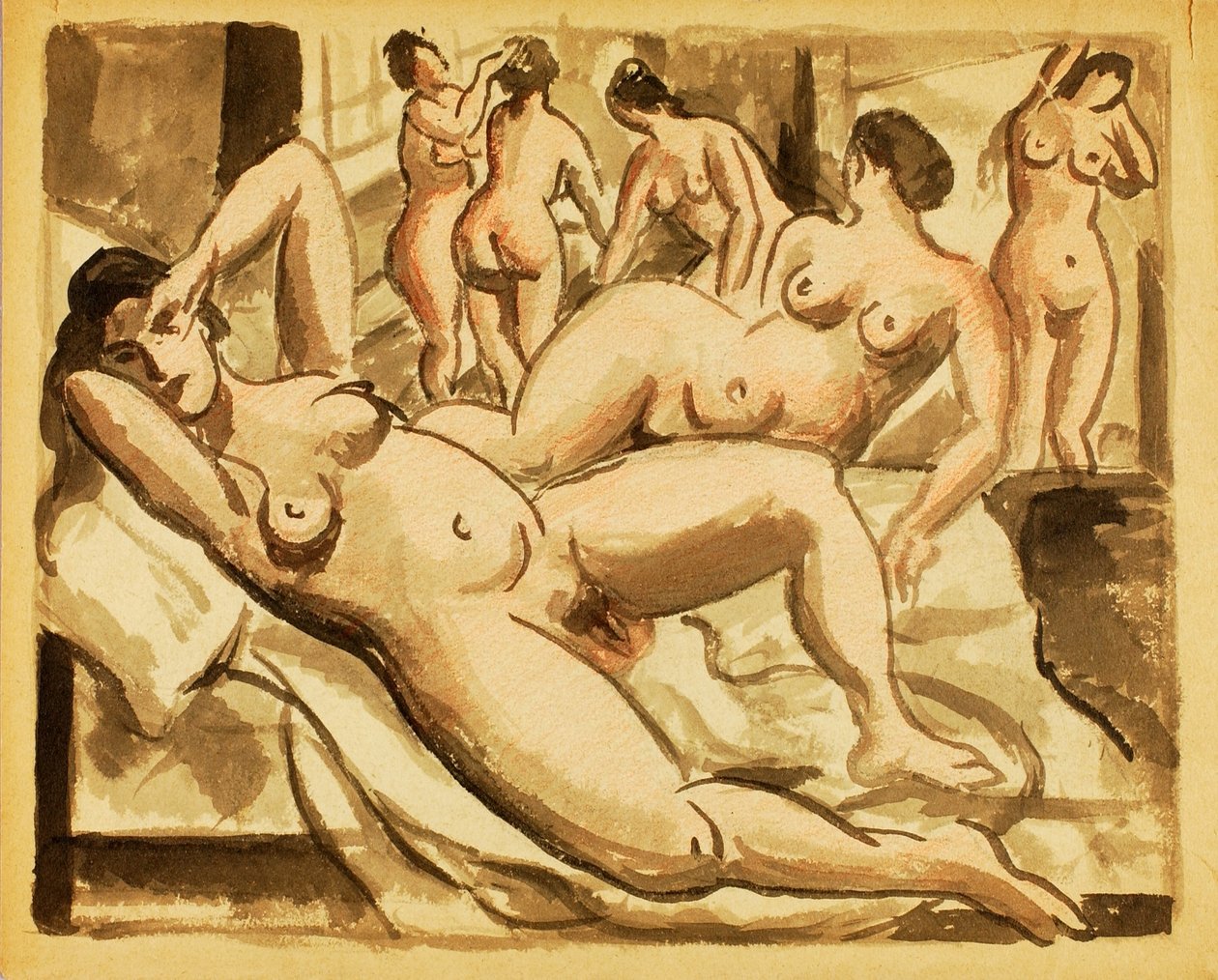 Gruppe von sechs weiblichen Akten von Carl Newman