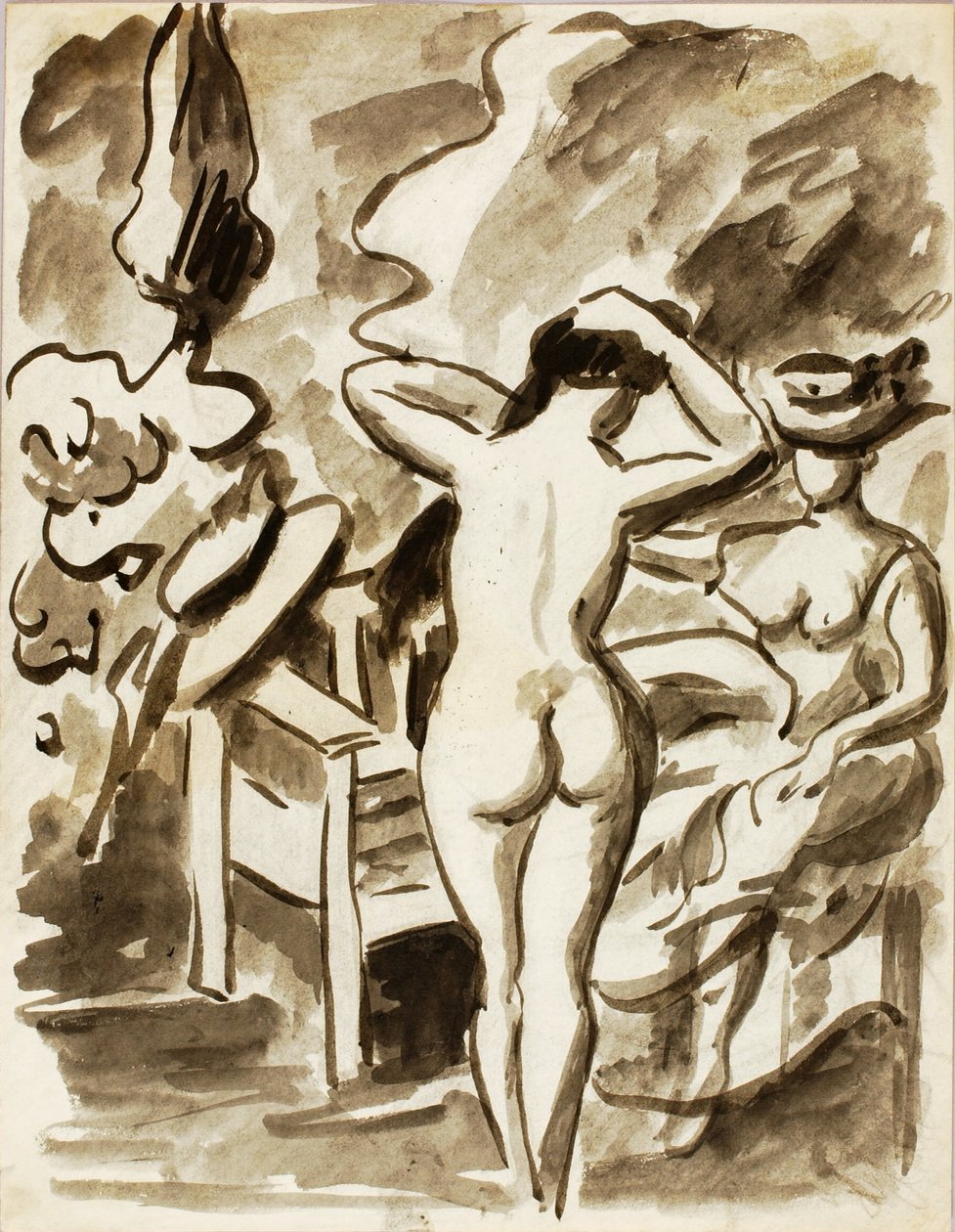 Zwei weibliche Figuren im Garten von Carl Newman