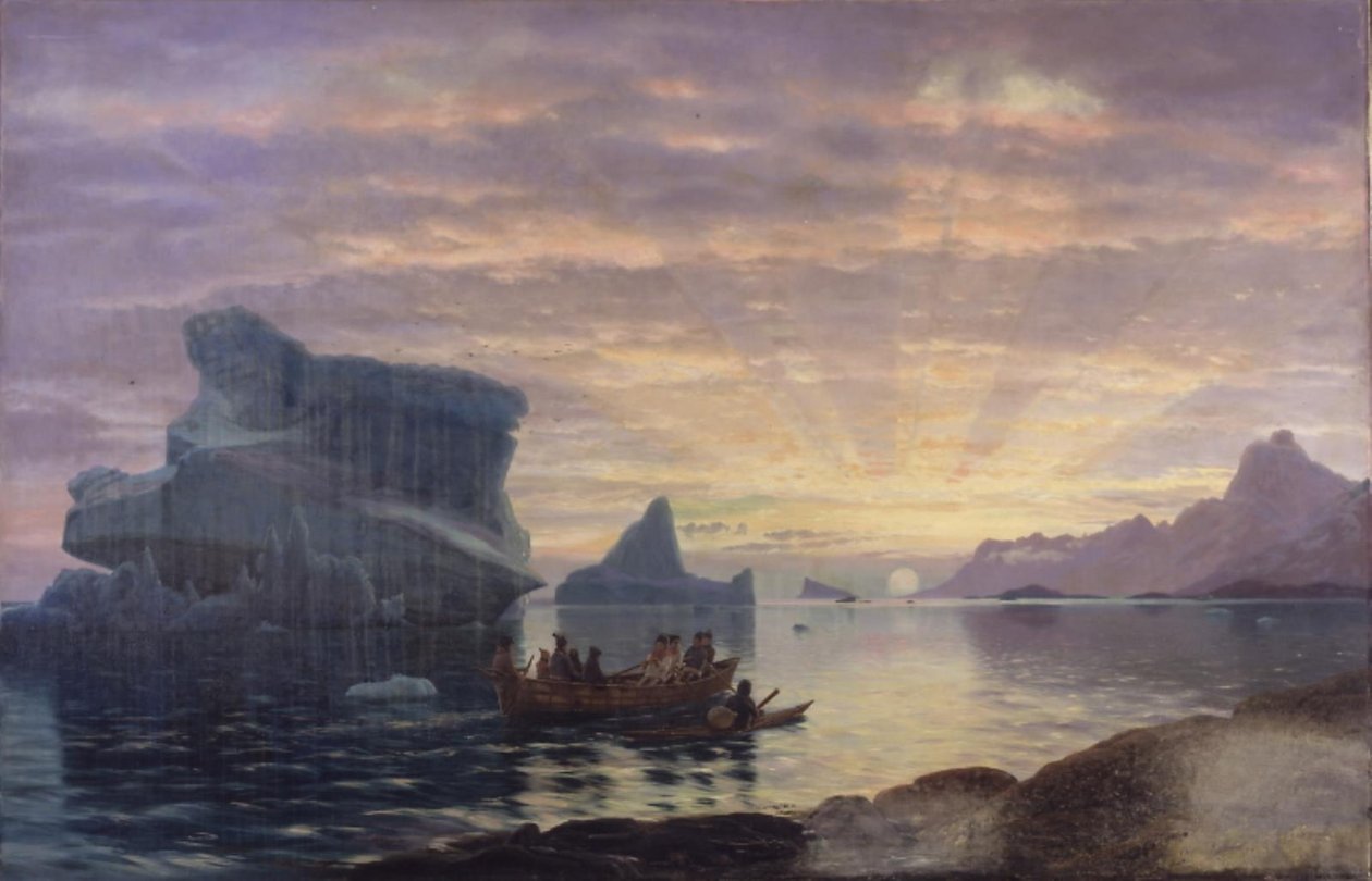 Mitternachtsstimmung an der grönländischen Küste von Carl Rasmussen