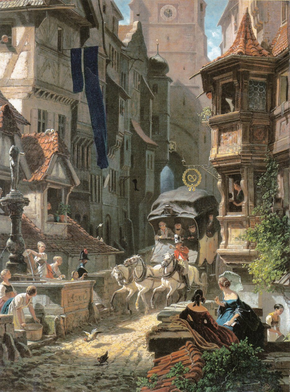 Ankunft der Postkutsche von Carl Spitzweg