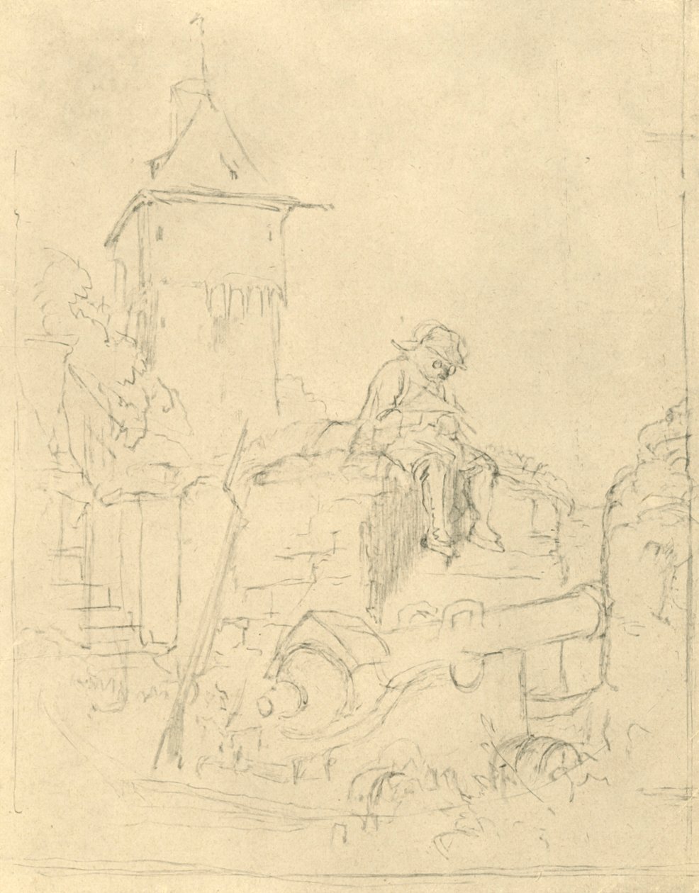 Die Schildwache, Mitte-Ende 19. Jahrhundert, um 1924 von Carl Spitzweg