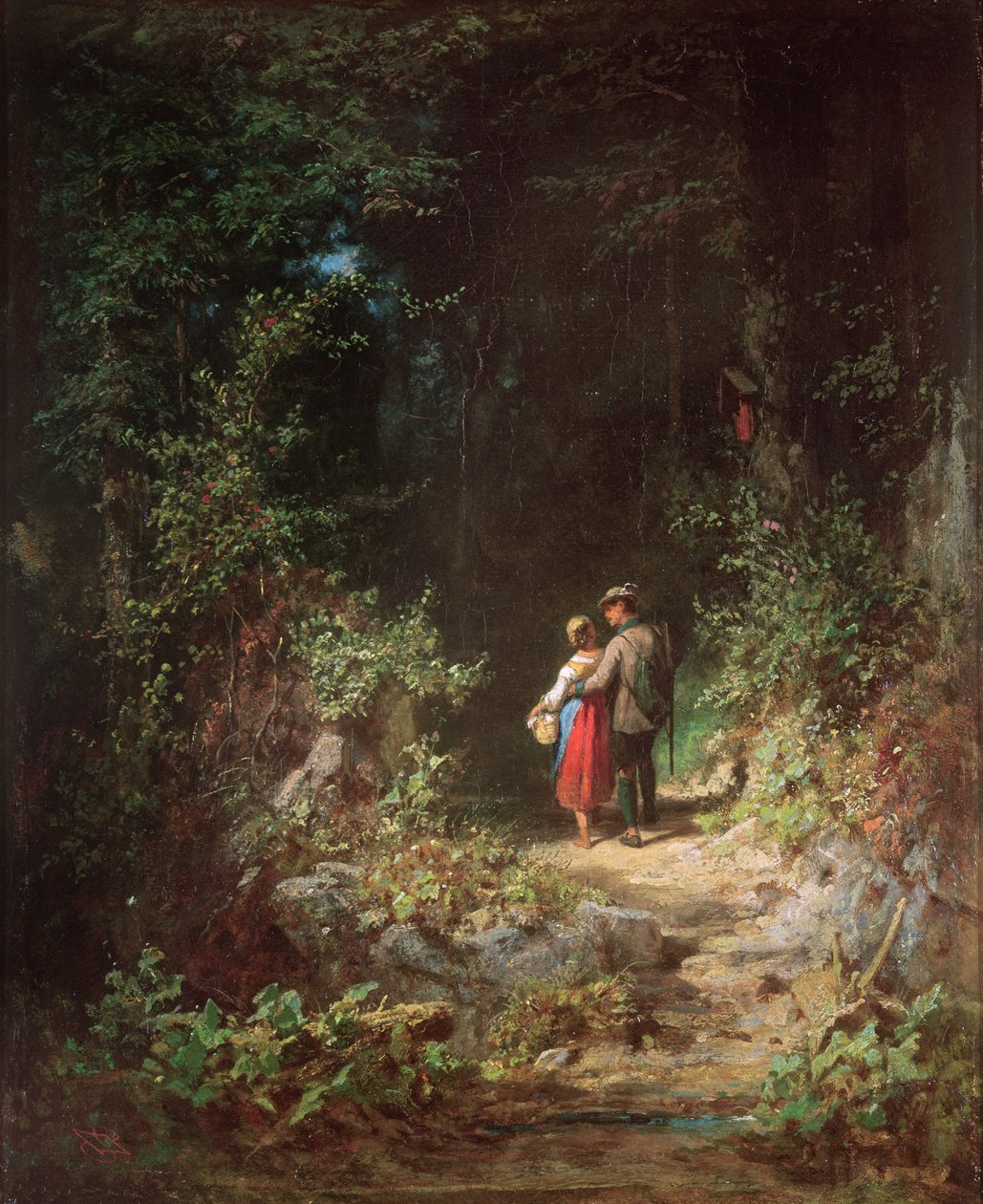 Liebespaar im Wald, ca. 1860 von Carl Spitzweg