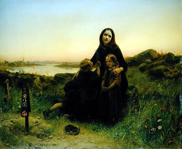 Die trauernde Witwe, 1852 von Carl Wilhelm Huebner