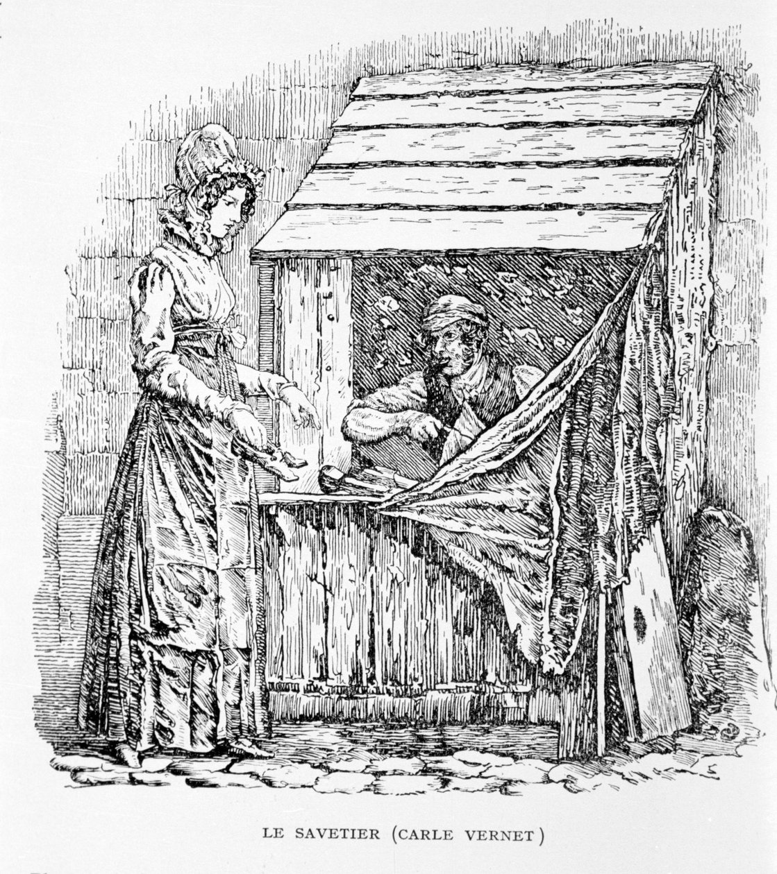 Der Schuster. Gravur von Carle Vernet. 19. Jahrhundert. von Carle Vernet