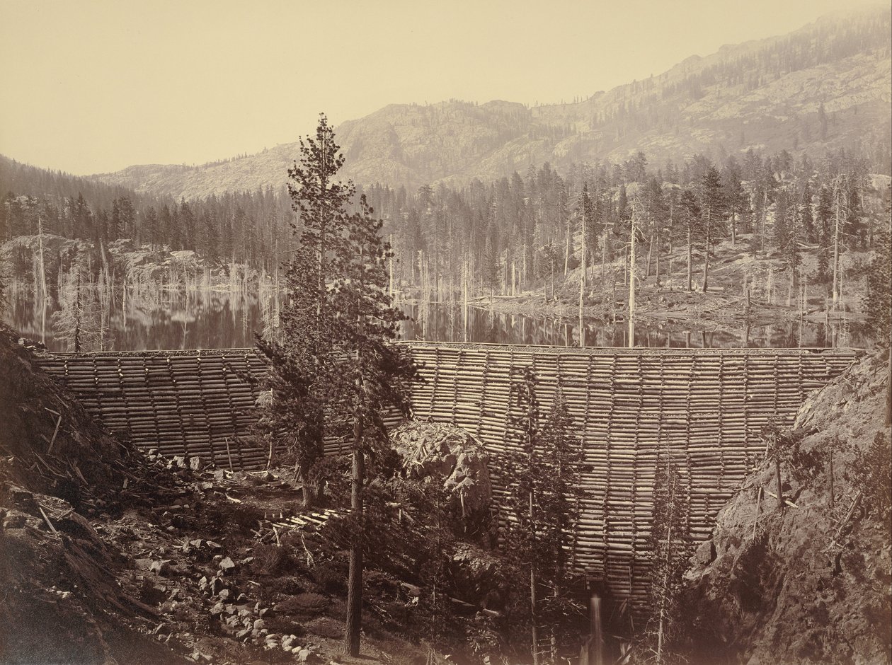 Damm und See, Nevada County, Nahansicht von Carleton E. Watkins