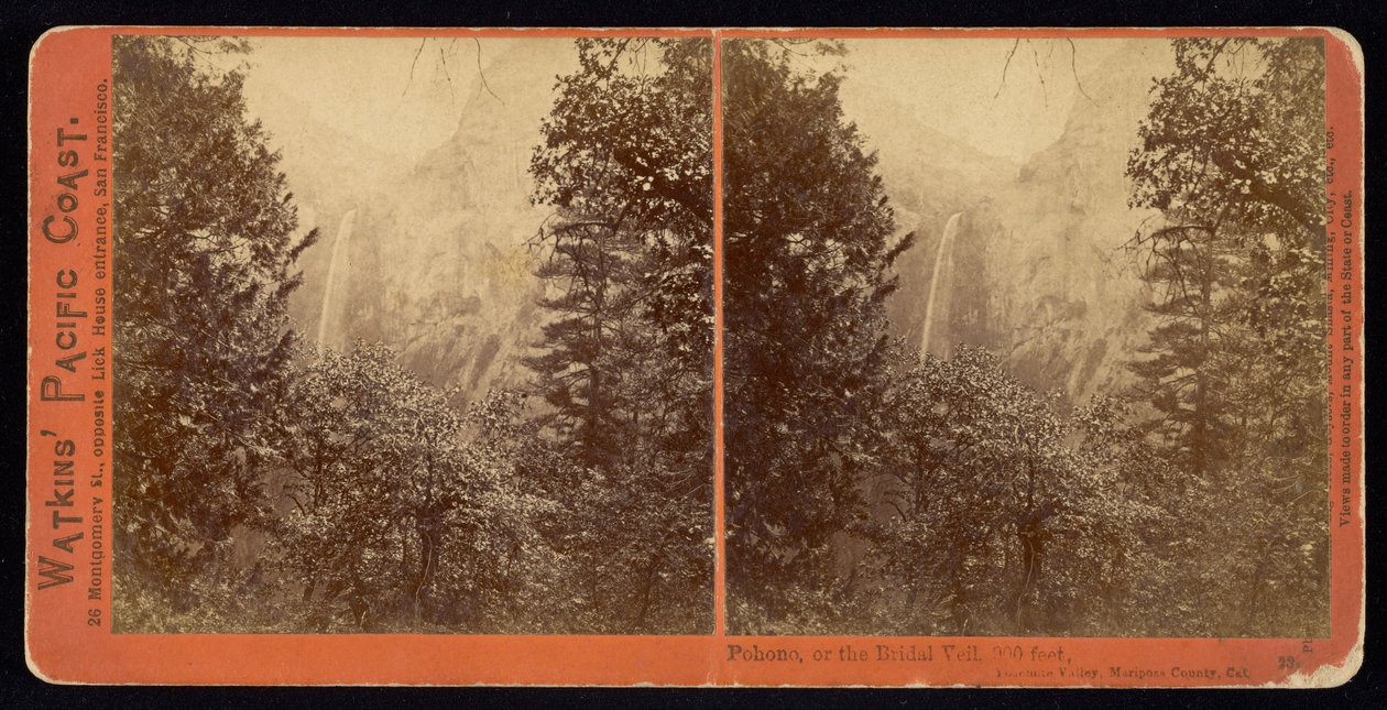 Pohono oder der Brautschleier, 900 Fuß, Mariposa County, Kalifornien von Carleton E. Watkins
