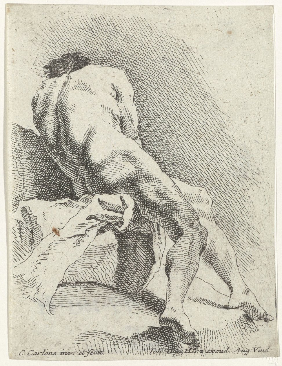 Sitzender männlicher Akt, von hinten gesehen von Carlo Innocenzo Carlone