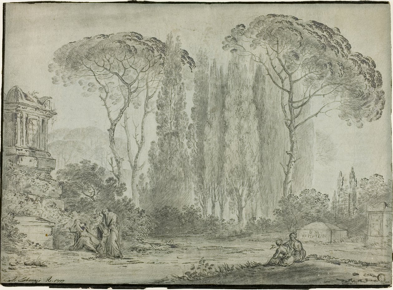 Trauernde auf einem Friedhof von Carlo Labruzzi
