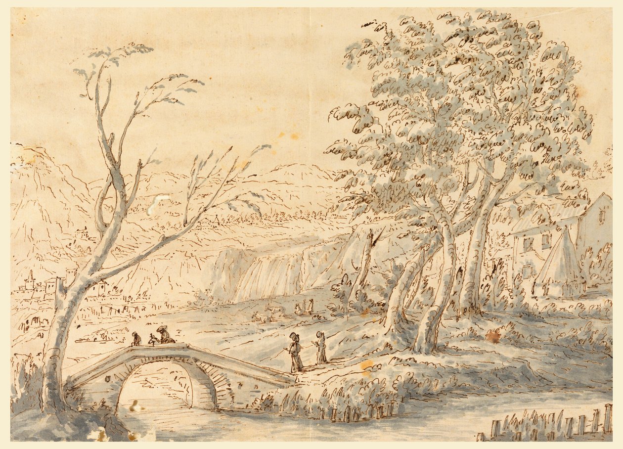 Landschaft mit Brücke, 1770–1786 von Carlo Marchionni