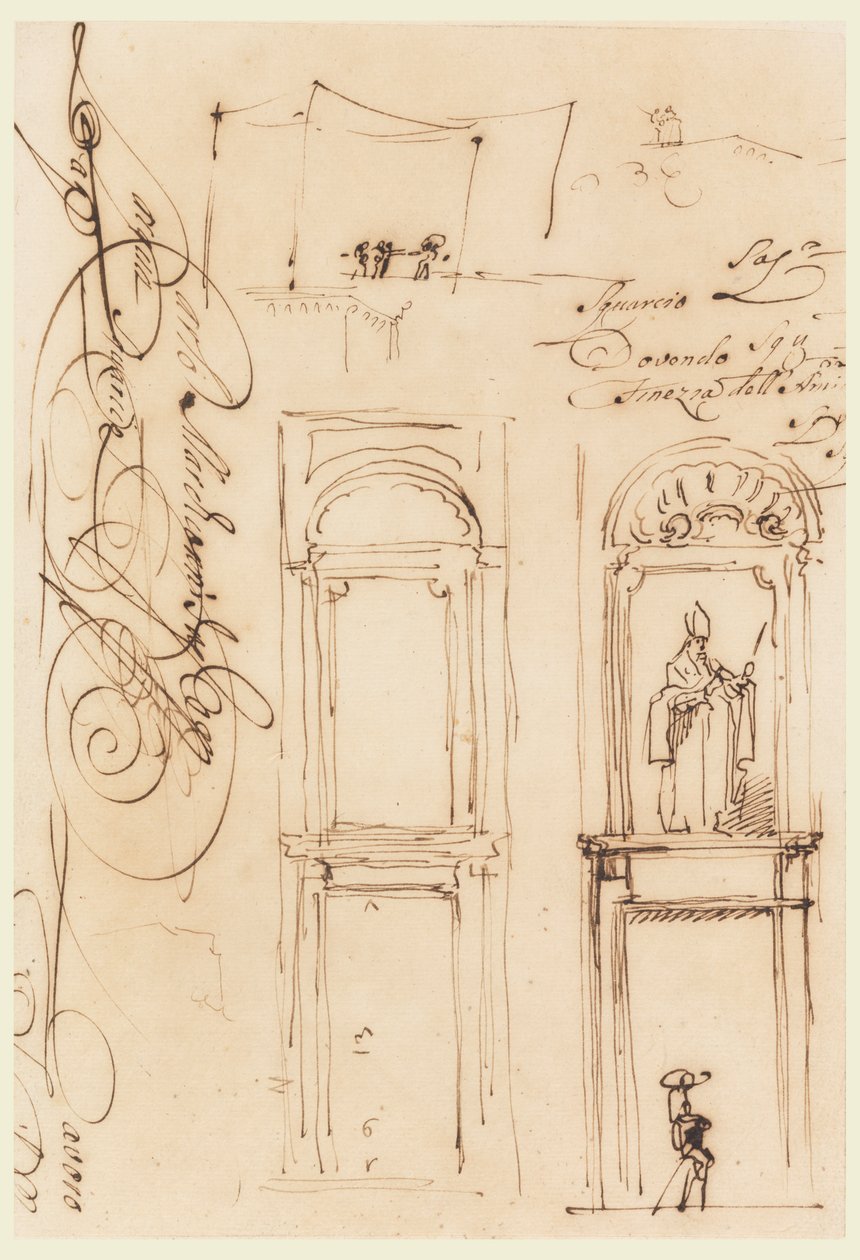 Skizzen und Schrift von Carlo Marchionni