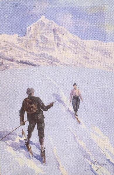 Skifahrer auf dem Mt. Rose, Schweiz von Carlo Pellegrini
