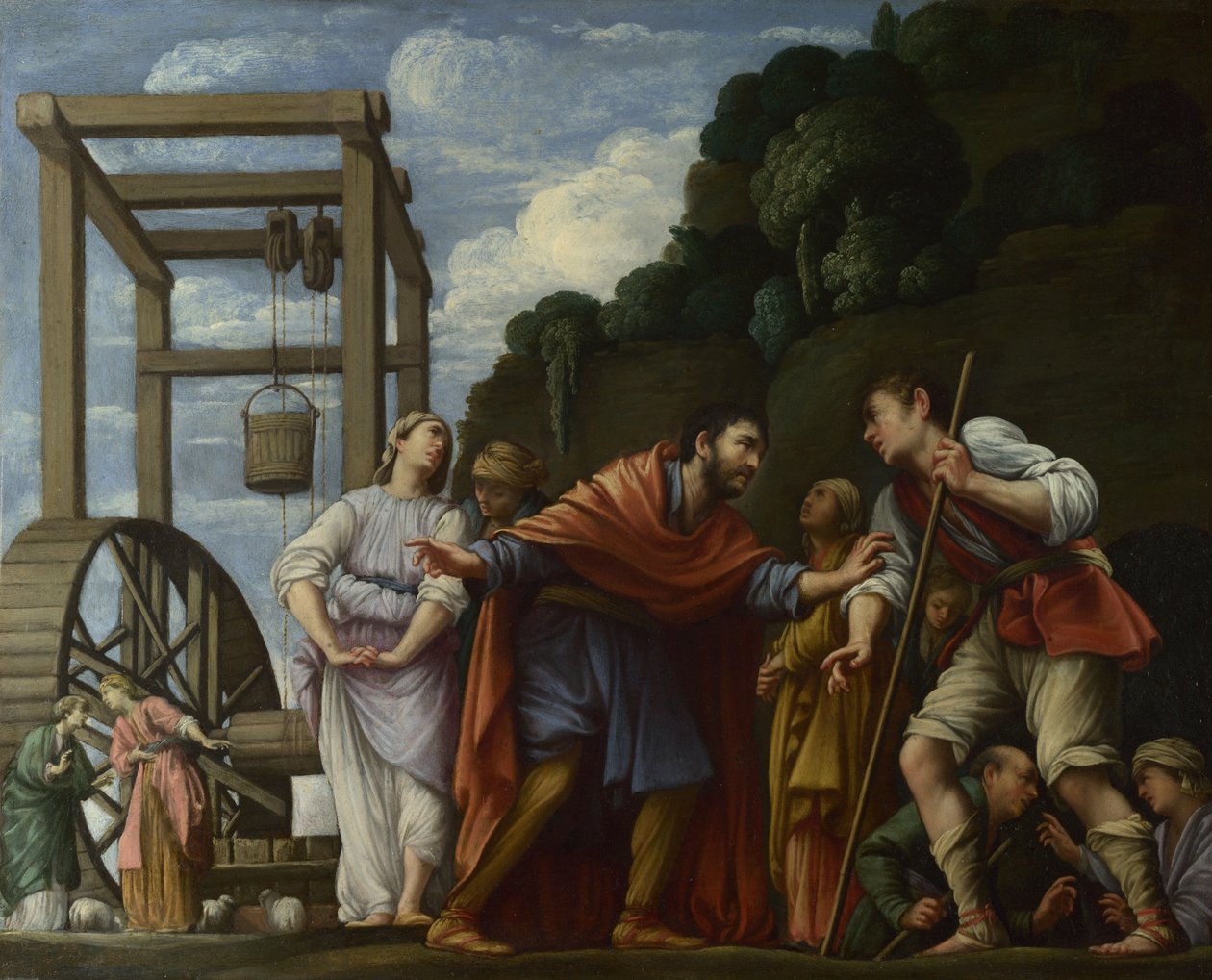 Moses verteidigt die Töchter Jethros, 1610 von Carlo Saraceni