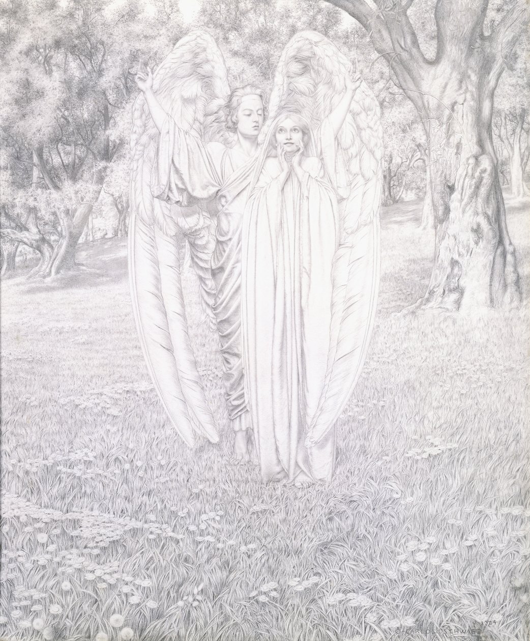 Zwei Engel, 1904 von Carlos Schwabe