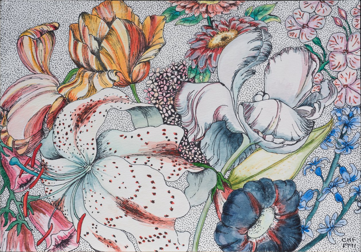 Durcheinandergebrachte Blumen, 1991 von Carolyn Hubbard Ford
