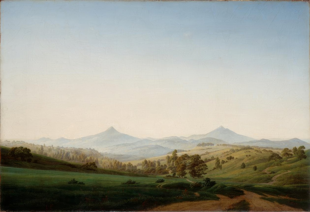 Böhmische Landschaft mit dem Milleschauer von Caspar David Friedrich