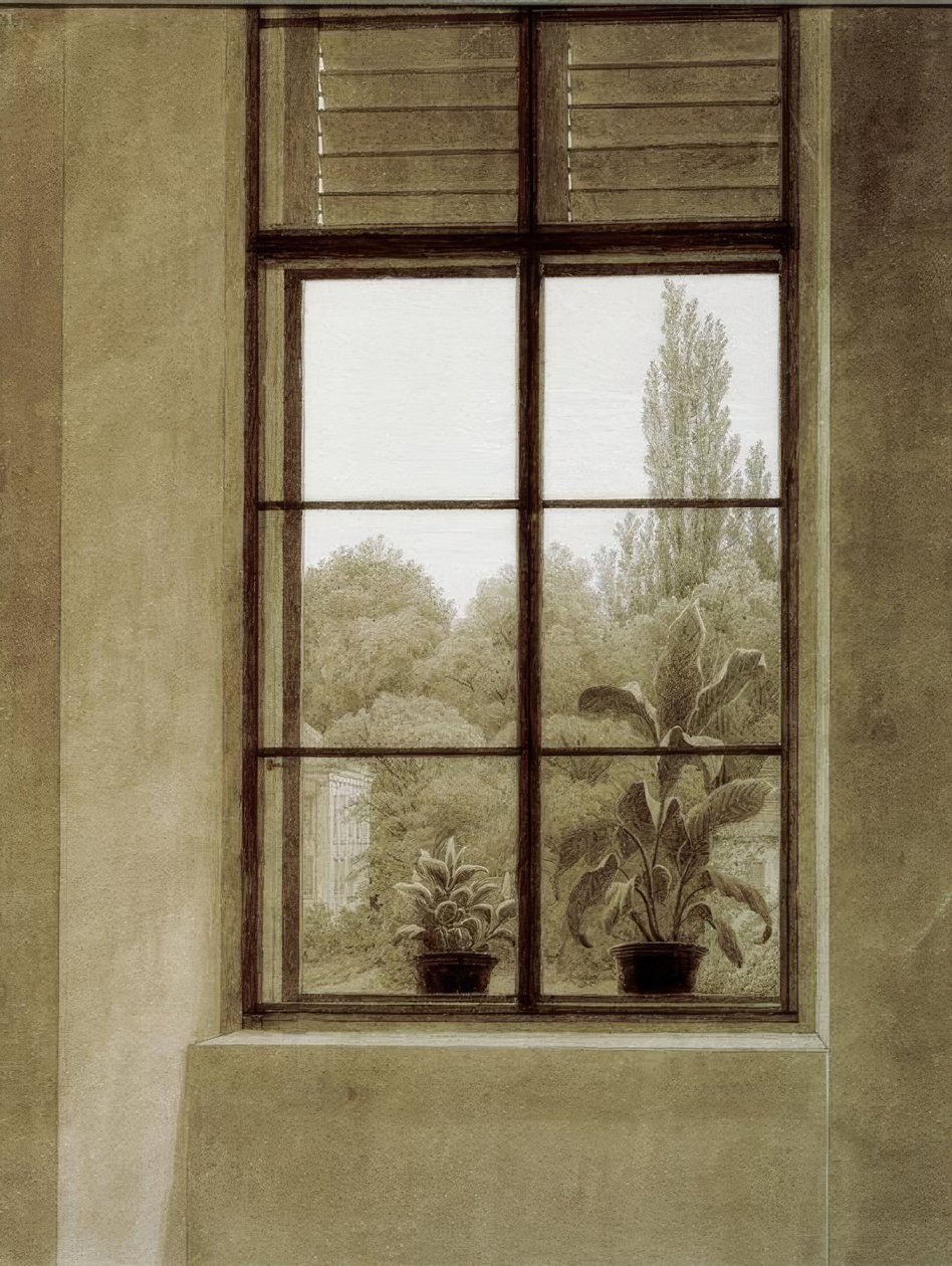 Fenster mit Parkpartie von Caspar David Friedrich