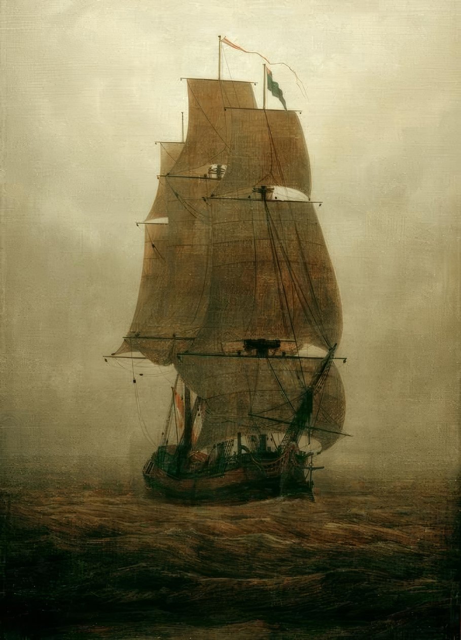 Segelschiff im Nebel von Caspar David Friedrich