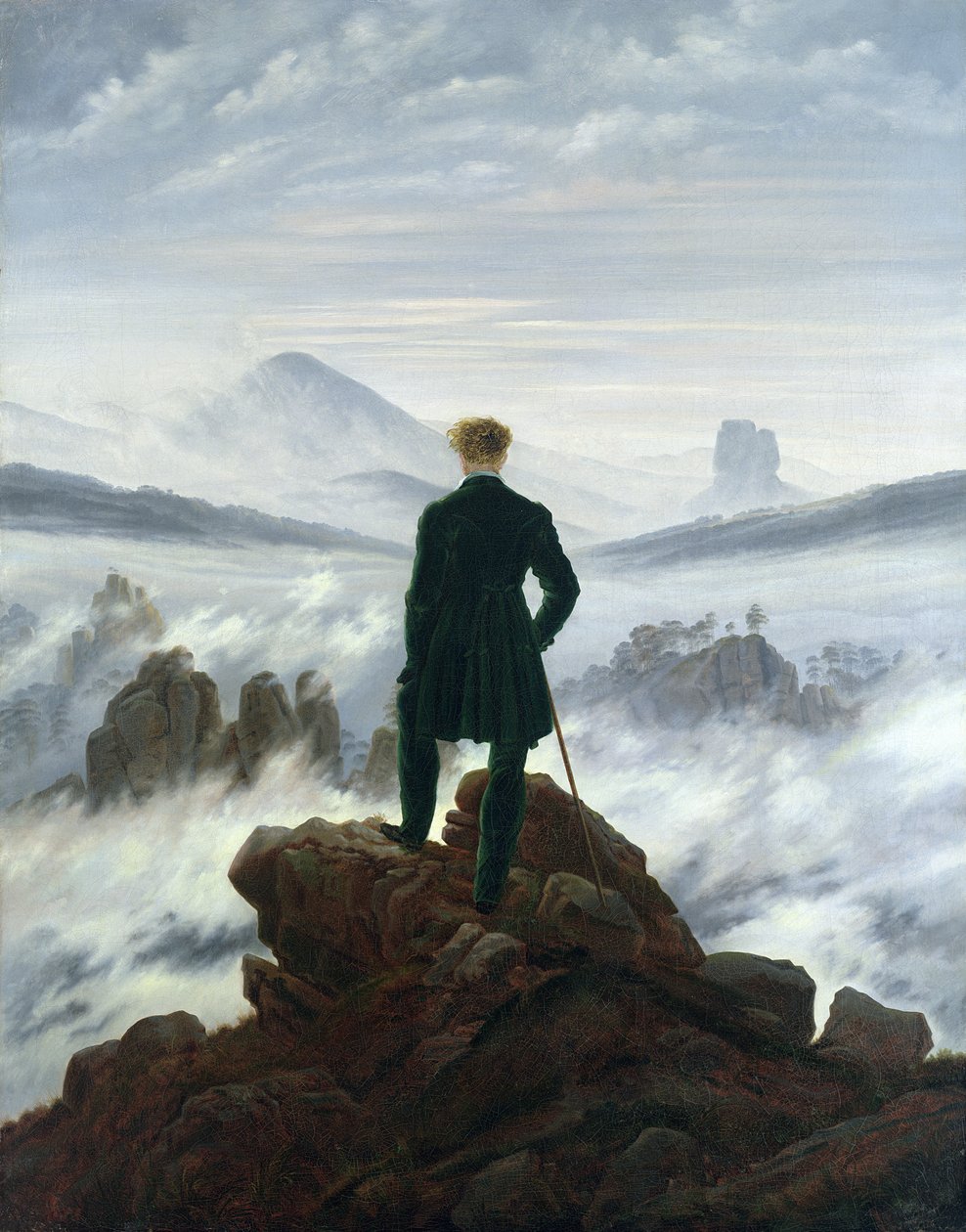 Der Wanderer über dem Nebelmeer von Caspar David Friedrich