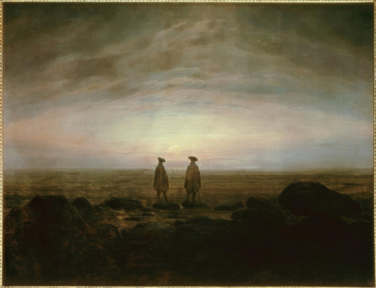 Zwei Männer am Meer bei Mondaufgang von Caspar David Friedrich