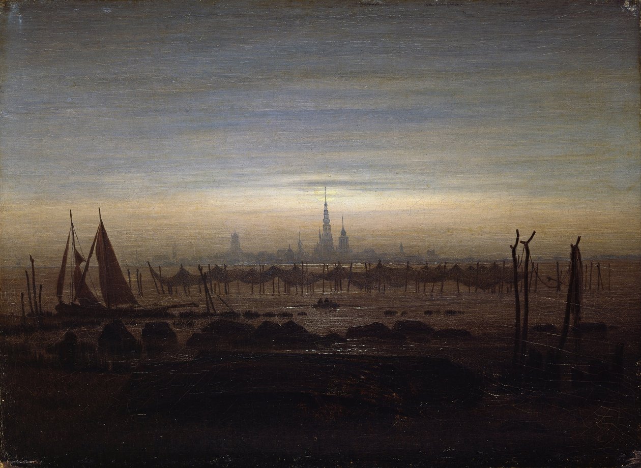 Greifswald im Mondlicht von Caspar David Friedrich