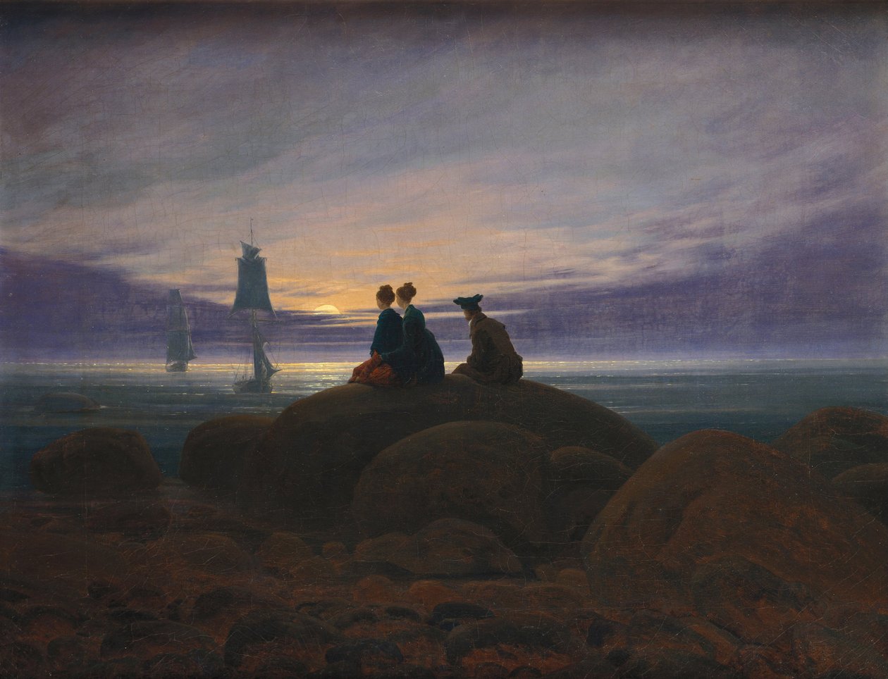 Mondaufgang über dem Meer, 1822 von Caspar David Friedrich