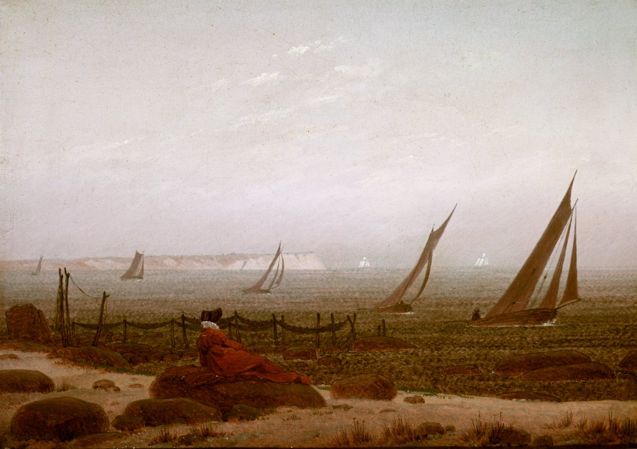 Frau am Strand von Rügen von Caspar David Friedrich