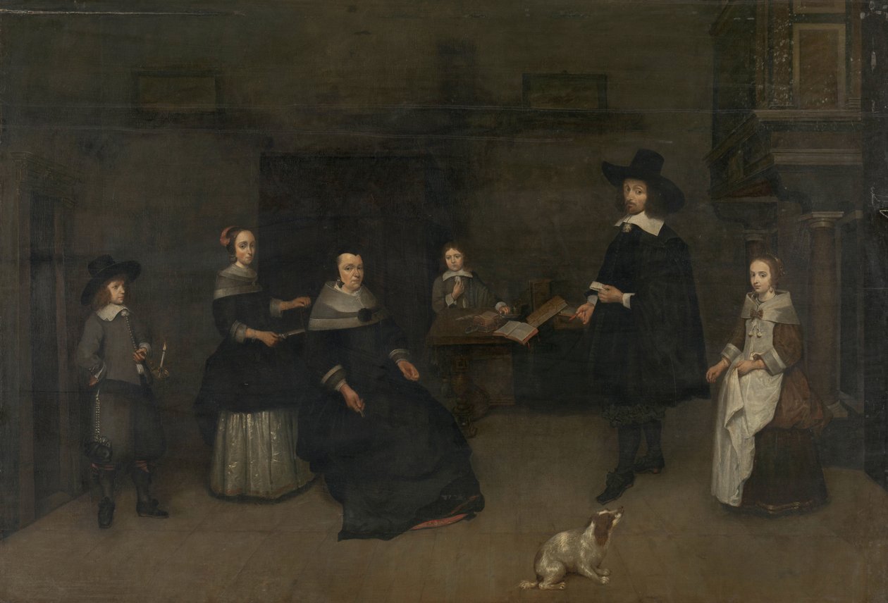 Familienszene von Caspar Netscher (attributed to)