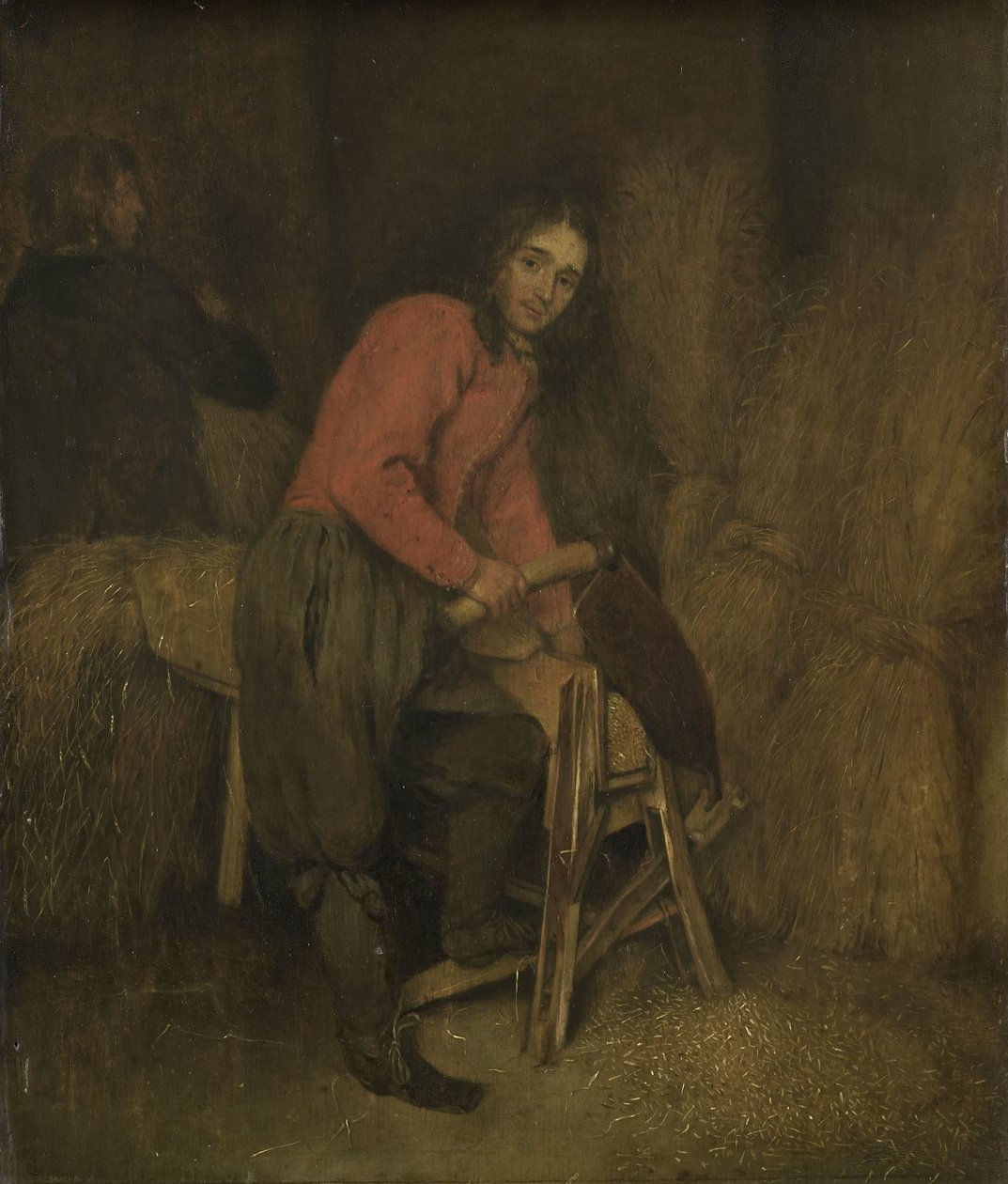 Heuballen schneiden von Caspar Netscher (attributed to)